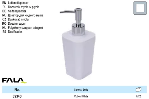 FALA 69340 Folyékony szappan adagoló Cuboid White