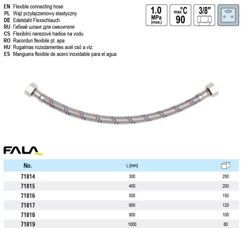 FALA 71814 Flexibilis bekötőcső 3/8" x 3/8" 300 mm belső-belső