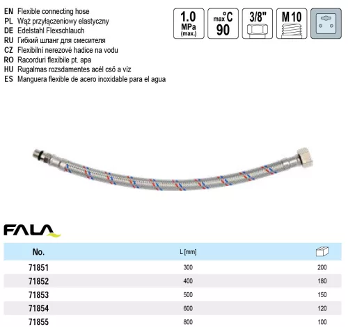 FALA 71853 Flexibilis bekötőcső 3/8" x M 10 500 mm belső-külső