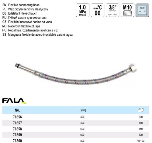 FALA 71857 Flexibilis bekötőcső 3/8" x M 10 400 mm belső-külső
