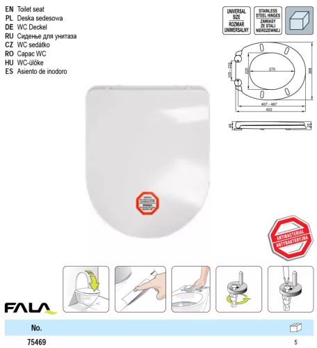 FALA 75469 WC ülőke D-alakú vékony lecsapódásgátlós