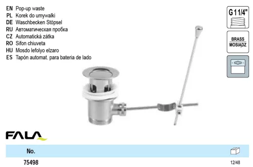FALA 75498 Mosdó lefolyó réz automata leeresztővel
