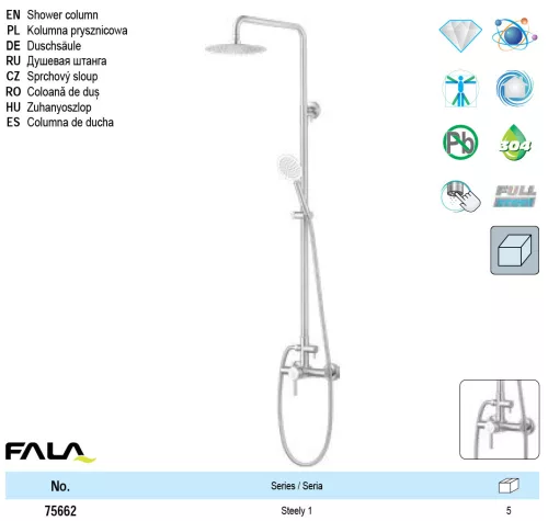 FALA 75662 Zuhanyoszlop inox Steely1