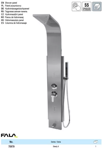 FALA 75979 Zuhanypanel STEELY 6 inox