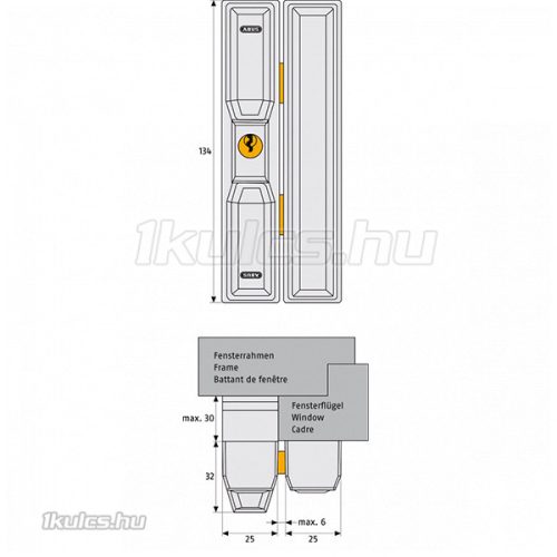 Abus FTS88 kulcsos ablak/ajtózár Barna
