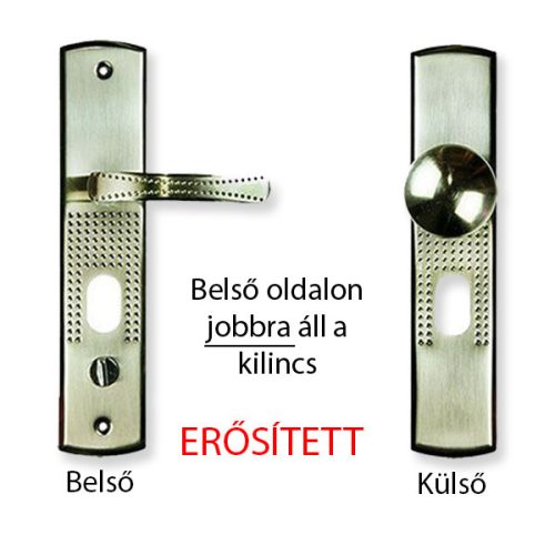 Hi-sec bizt. ajtó kilincs gombos (jobb), világítással