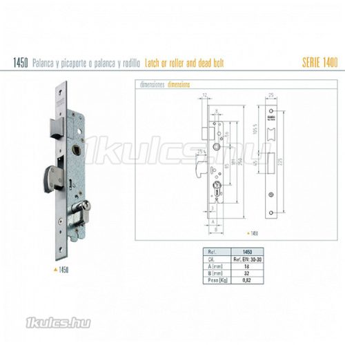 MCM 1450 kampós - kilincses portálzár