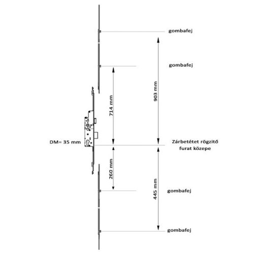 Euro-Elzett MultiModul C600 komp. többpontos zár kulcsm. 35/9216 - 4 gomba osztott előlap (402|007|403)