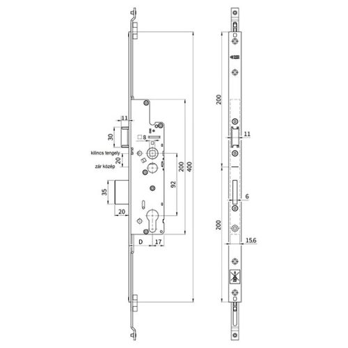 Euro-Elzett MultiModul Komfort Lefelé záró Főzár 35/92 Kulcsműködtetésű (MMK 35/92/16/8/400)(EE-MM007)