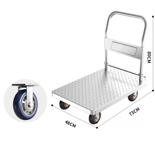 Acél raktárkocsi, kézikocsi 73x48cm, 240kg teherbírás
