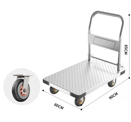 Acél raktárkocsi, kézikocsi 90x60 cm, 425 kg teherbírás