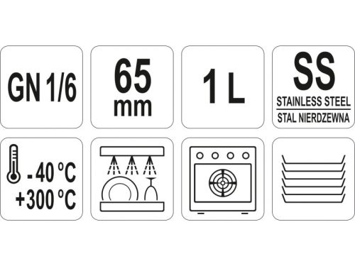 YATO YG-00290 GASTRO Inox betét 65 mm GN 1/6 1 l