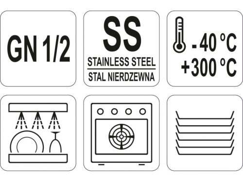 YATO YG-00371 GASTRO Inox betét fedő GN 1/2