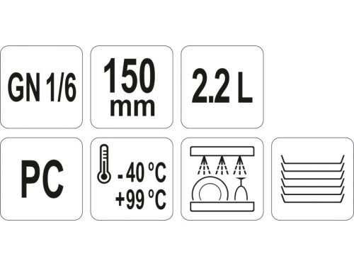 YATO YG-00427 GASTRO Műanyag betét 150 mm GN 1/6