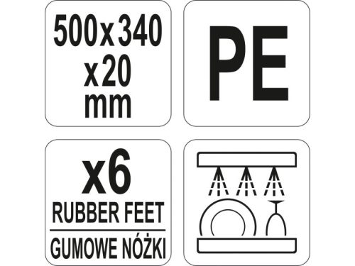 YATO YG-02166 GASTRO Vágódeszka 500 x 340 x 20 mm PE fehér