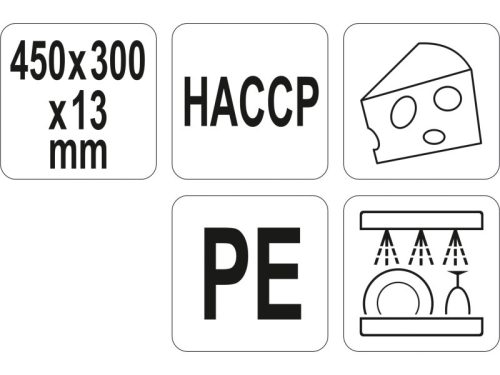 YATO YG-02174 GASTRO Vágódeszka 450 x 300 x 13 mm PE fehér
