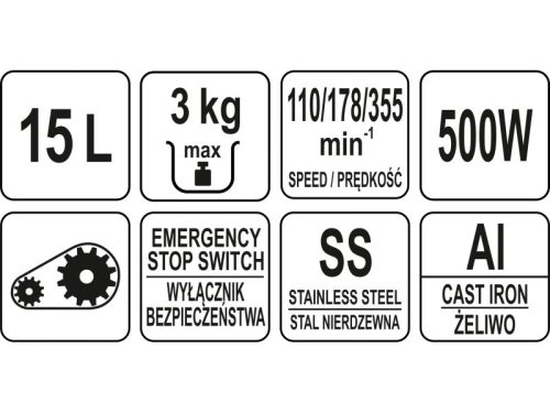 YATO YG-03020 GASTRO Tálas mixer 15 liter 500 W