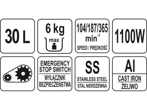 YATO YG-03022 GASTRO Tálas mixer 30 liter 1100 W