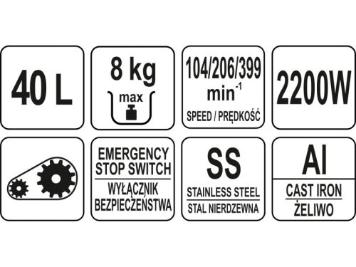 YATO YG-03023 GASTRO Tálas mixer 40 liter 2200 W 380 V
