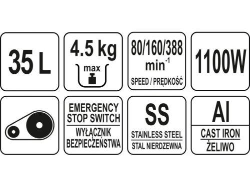 YATO YG-03027 GASTRO Tálas mixer 35 liter 1100 W