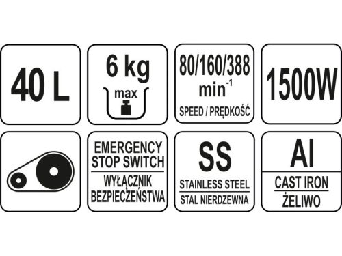 YATO YG-03028 GASTRO Tálas mixer 40 liter 1500 W