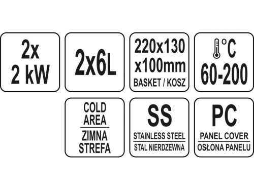YATO YG-04620 GASTRO Dupla olajsütő 2 x 3,5 liter 2 x 2000 W