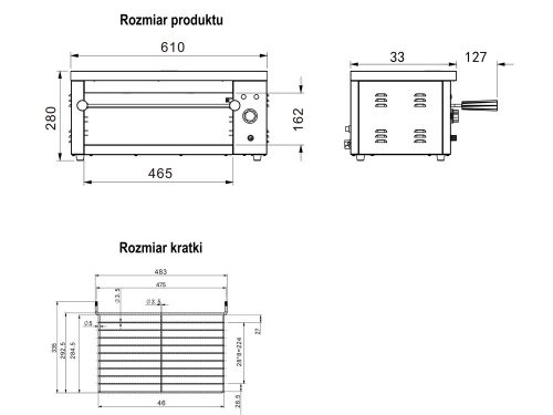 YATO YG-04650 Elektromos pirító 2500W 610X330X280mm