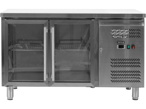 YATO YG-05252 Két üvegajtós rozsdamentes hűtőasztal 700-as széria 1360x700x850mm