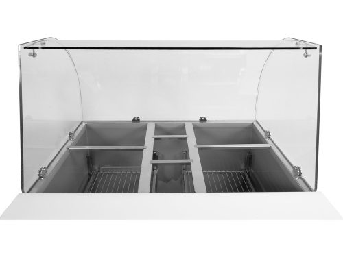 YATO YG-05260 Kétajtós rozsdamentes hűtőasztal üveg tetővel 900x700x850mm