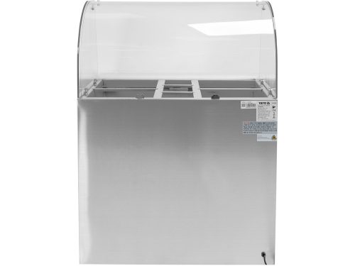 YATO YG-05260 Kétajtós rozsdamentes hűtőasztal üveg tetővel 900x700x850mm