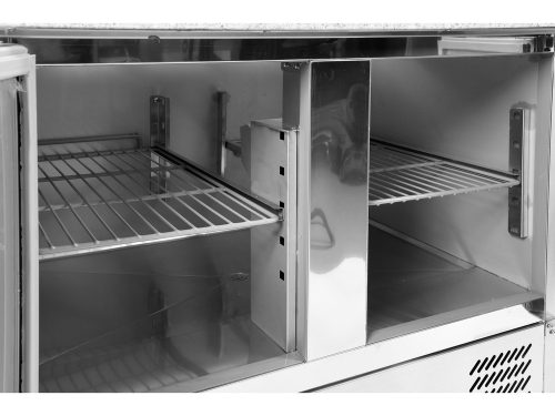 YATO YG-05260 Kétajtós rozsdamentes hűtőasztal üveg tetővel 900x700x850mm