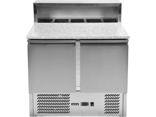 YATO YG-05275 Kétajtós rozsdamentes hűtőasztal bővített gránit munkapúlttal 240L 900x700x1075mm