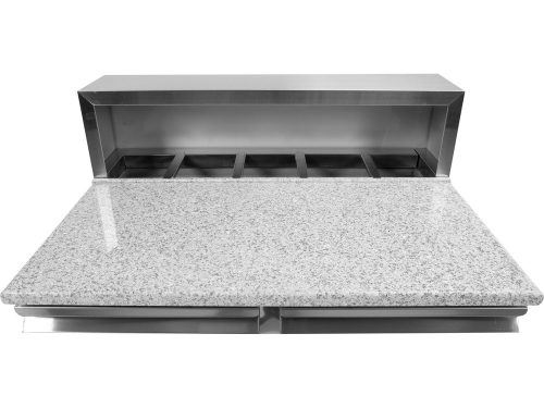 YATO YG-05275 Kétajtós rozsdamentes hűtőasztal bővített gránit munkapúlttal 240L 900x700x1075mm