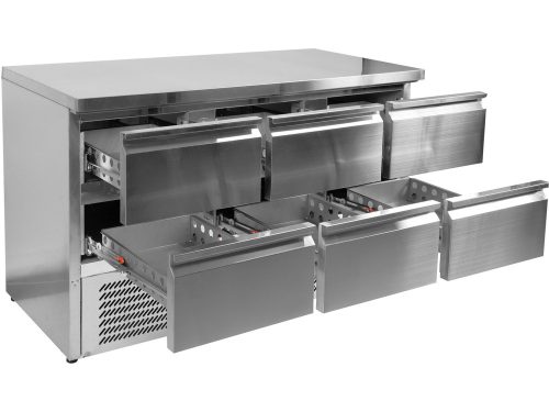 YATO YG-05281 Hatfiókos rozsdamentes hűtőasztal 700-as széria 368L 1365x700x880mm