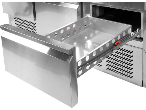 YATO YG-05281 Hatfiókos rozsdamentes hűtőasztal 700-as széria 368L 1365x700x880mm