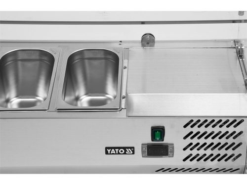 YATO YG-05320 Hűtőasztalra felszerelhető rozsdamentes hűtött vitrin 5x1/4 GN 1200x335x435mm