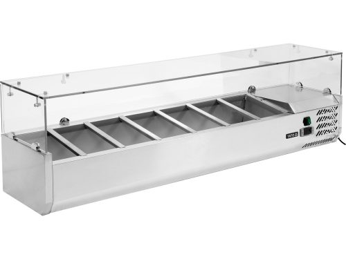 YATO YG-05322 Hűtőasztalra felszerelhető rozsdamentes hűtött vitrin 7x1/4 GN 1500x335x435mm