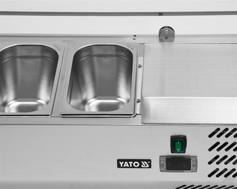 YATO YG-05330 Hűtőasztalra felszerelhető rozsdamentes hűtött vitrin 6x1/3 GN 1400x395x435mm