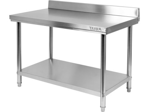 YATO YG-09032 GASTRO Inox munkaasztal alsó polccal hátsó felhajtással