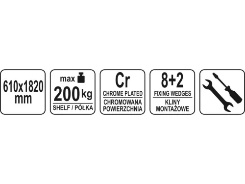 YATO YG-09059 GASTRO Aluplast polc 610 x 1820 mm