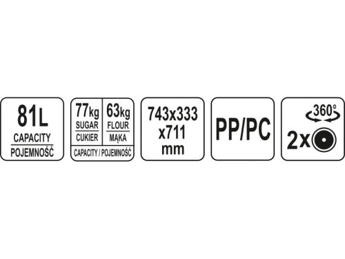 YATO YG-09109 GASTRO Alapanyagtároló kocsi 81 liter
