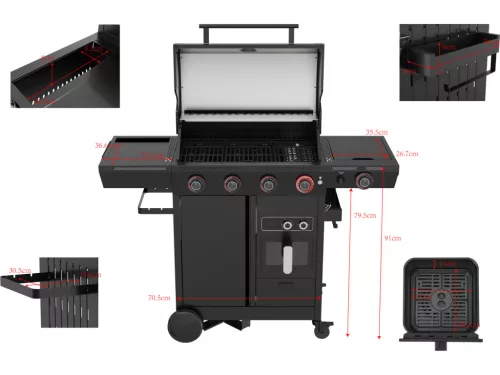 YATO YG-20036 4 az 1 -ben gázgrill Air Fryerr - el 16 Kw