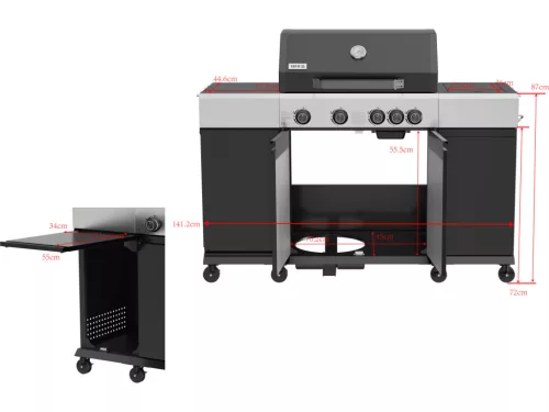 YATO YG-20037 4 az 1 - ben gázgrill, mini konyha 14,5 Kw