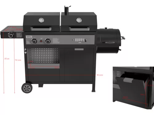 YATO YG-20038 Grill 3 az egyben Gáz / faszén / füstölő 8,5 Kw