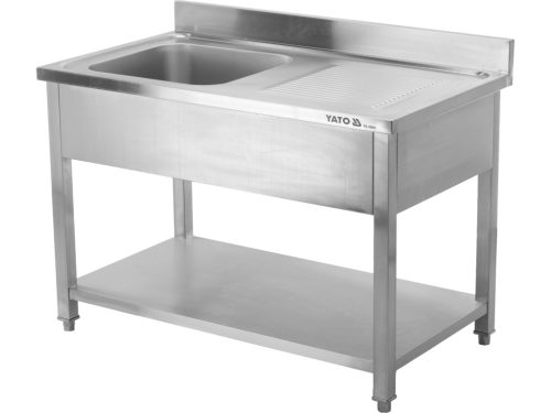 YATO YG-30902 Asztal egymedencés mosogatóval csepegtetőtálcával 1400 x 600mm