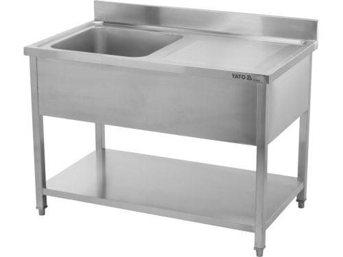 YATO YG-30904 Asztal egymedencés mosogatóval csepegtetőtálcával 1200 x 700mm