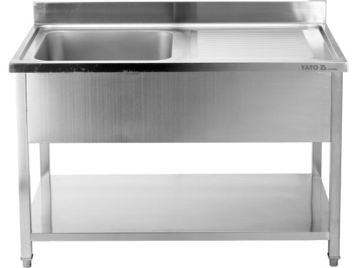 YATO YG-30904 Asztal egymedencés mosogatóval csepegtetőtálcával 1200 x 700mm