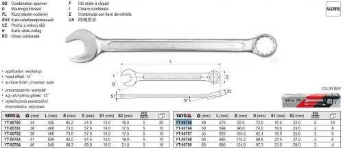 YATO YT-00765 Csillag-villáskulcs 48 mm / 570 mm CrV