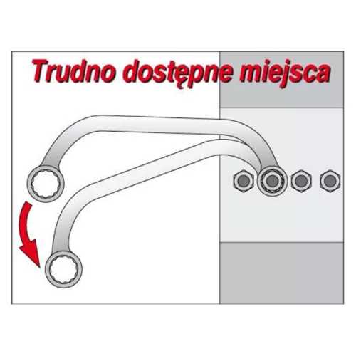 YATO YT-0173 Hajlított csillagkulcs 16 x 17 mm / 220 mm ipari CrV 6140