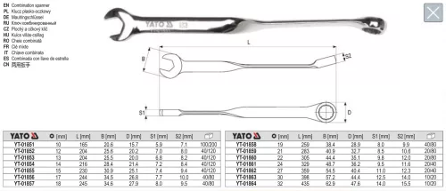 YATO YT-01854 Csavart csillag-villáskulcs 14 mm CrV